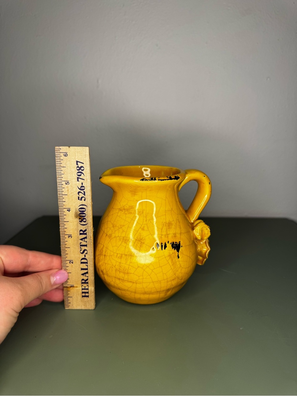 Rustic Yellow Ceramic Mini Pitcher Vase